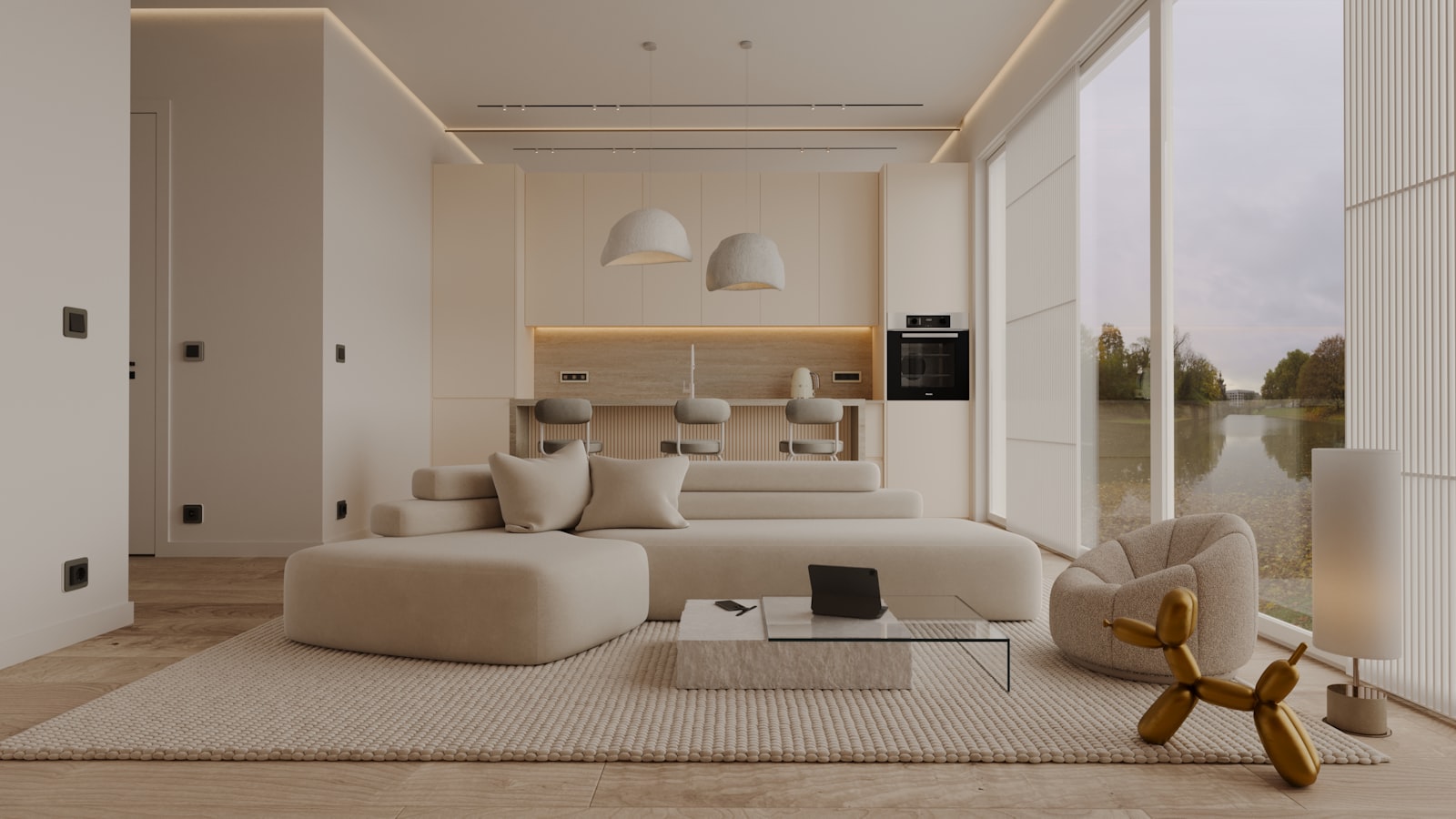 Fabric sofa after professional upholstery cleaning in Dubai, fresh and spotless