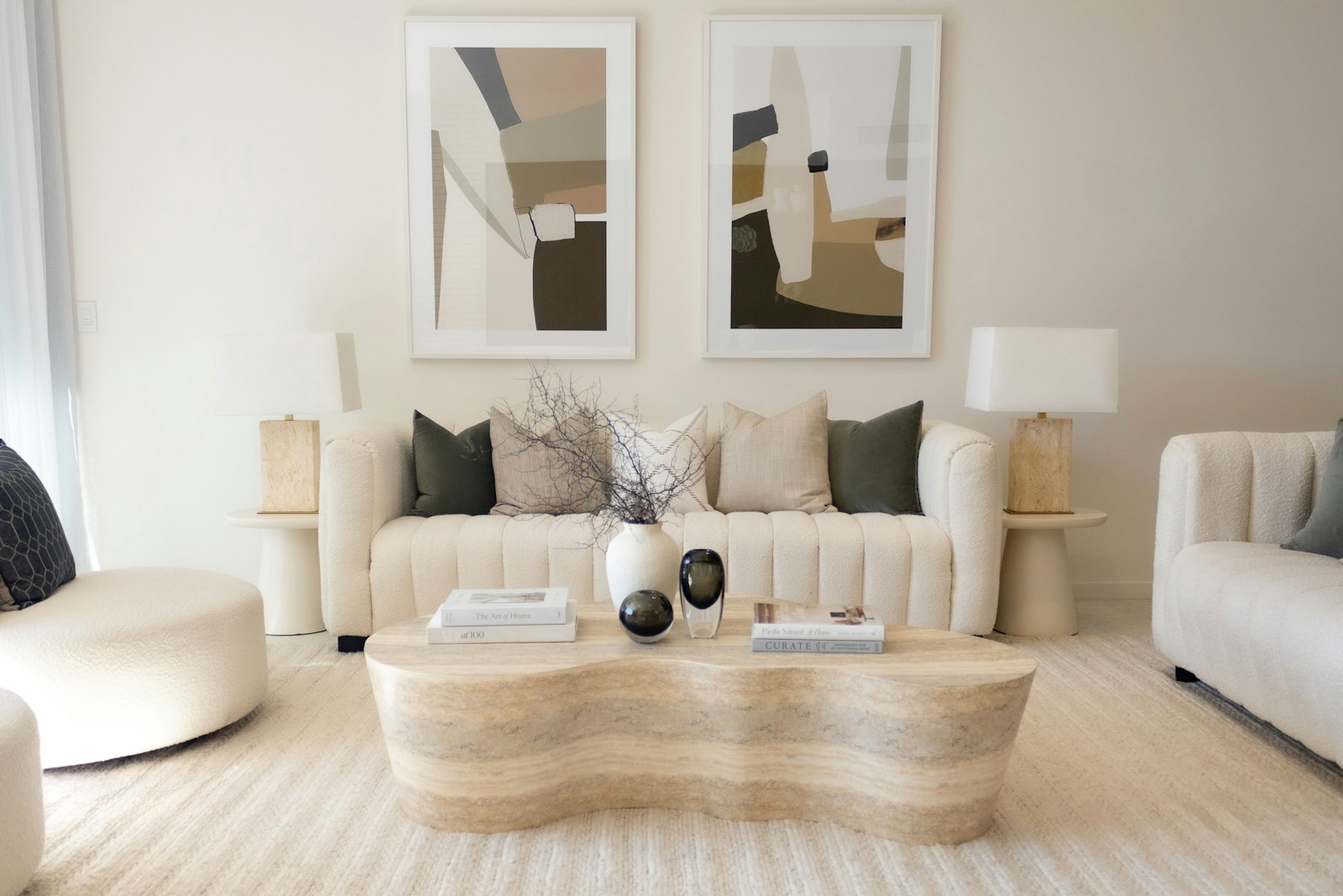 Living room with freshly steam-cleaned sofa and rug in Dubai